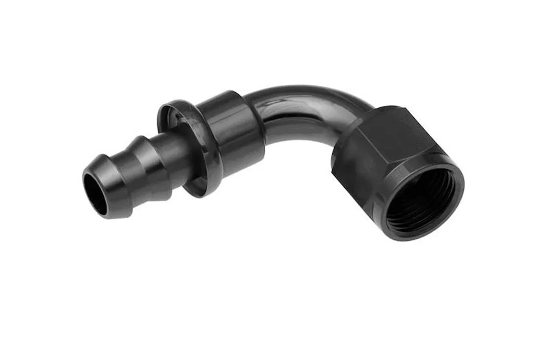 2090-12-2 – REDHORSE Hose End Fitting, 3/4 Inch Hose -12 AN Outlet 90 Degree Anodized Black Aluminum Single